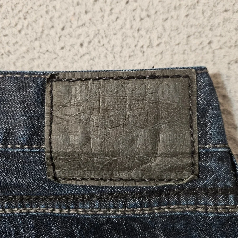 Vintage True Religion Denim Dark Blue Jeans Size 38x35 Ricky Big OT Thick Stitch